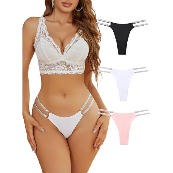 Women's Multi Color Sexy Brazilian Tanga Panties Low Waist Nylon Thong Underwear - Picture 1 of 6